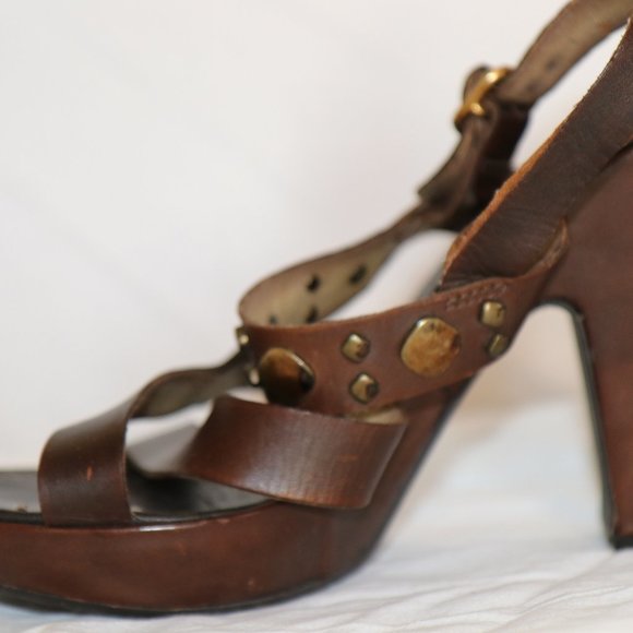 ARNOLD CHURGIN BROWN SANDALS SIZE 39 USED - Picture 1 of 13